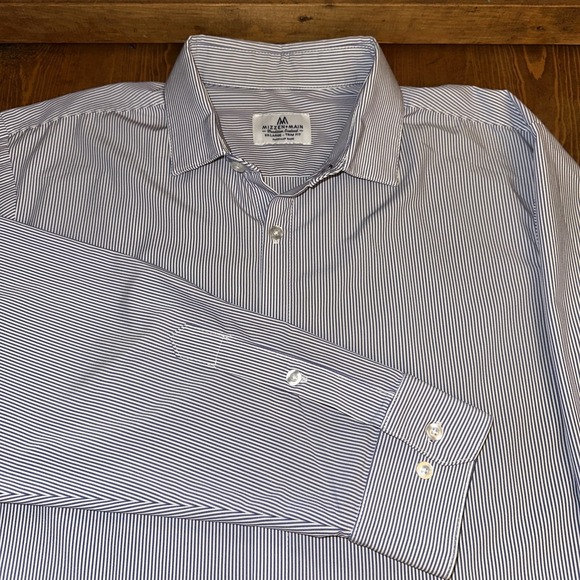 Mizzen+Main Other - Mizzen + Main Leeward Button Up Shirt Mens XX-L Long Sleeve Blue White Striped‎